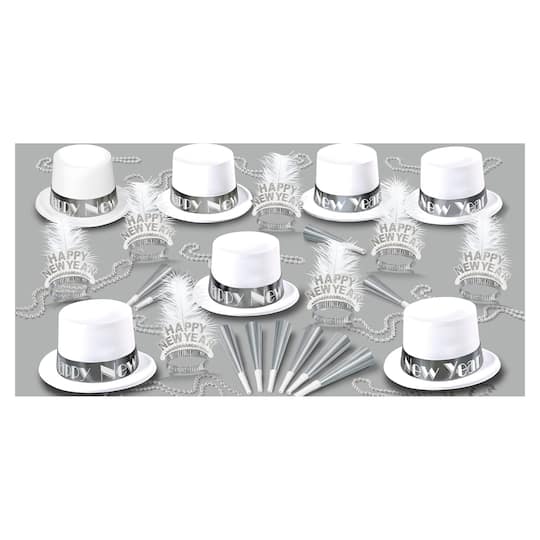 Beistle White & Silver New Year White Ice Party Favor Kit for 50